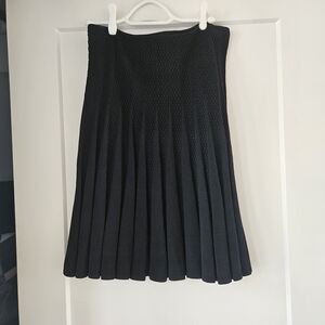 David Lawrence Black Textured A-Line Skirt